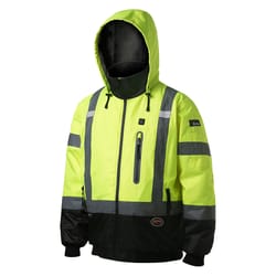 Pioneer M Long Sleeve Men's Hooded Heated Bomber Jacket Hi-Viz Yellow