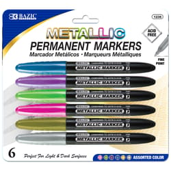 Bazic Products Assorted Fine Tip Metallic Marker 6 pk