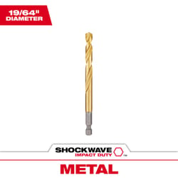 Milwaukee Shockwave 19/64 in. X 4.37 in. L Titanium Red Helix Drill Bit Hex Shank 1 pc