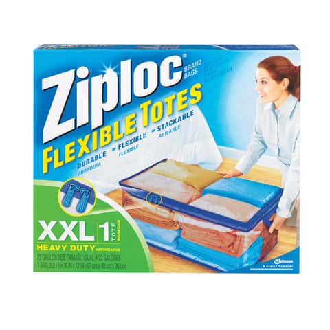 Ziploc 22 gal Blue/Clear Flexible Tote w/Handle 12 in. H X 26.4 in. W X 16  in. D Stackable - Ace Hardware