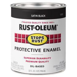 Rust-Oleum Stops Rust Outdoor Satin Black Oil-Based Enamel Protective Paint 1 qt