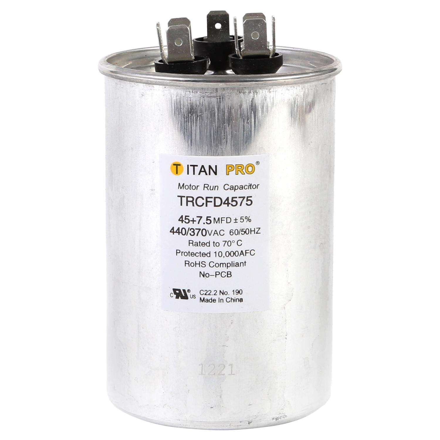 Titan Pro 45+7.5 MFD 440 V Round Run Capacitor Ace Hardware