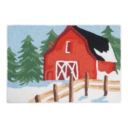 Jellybean 20 in. W X 30 in. L Multicolored Holiday Red Barn Polyester Accent Rug