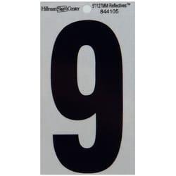 Hillman 5 in. Reflective Black Vinyl Self-Adhesive Number 9 1 pc
