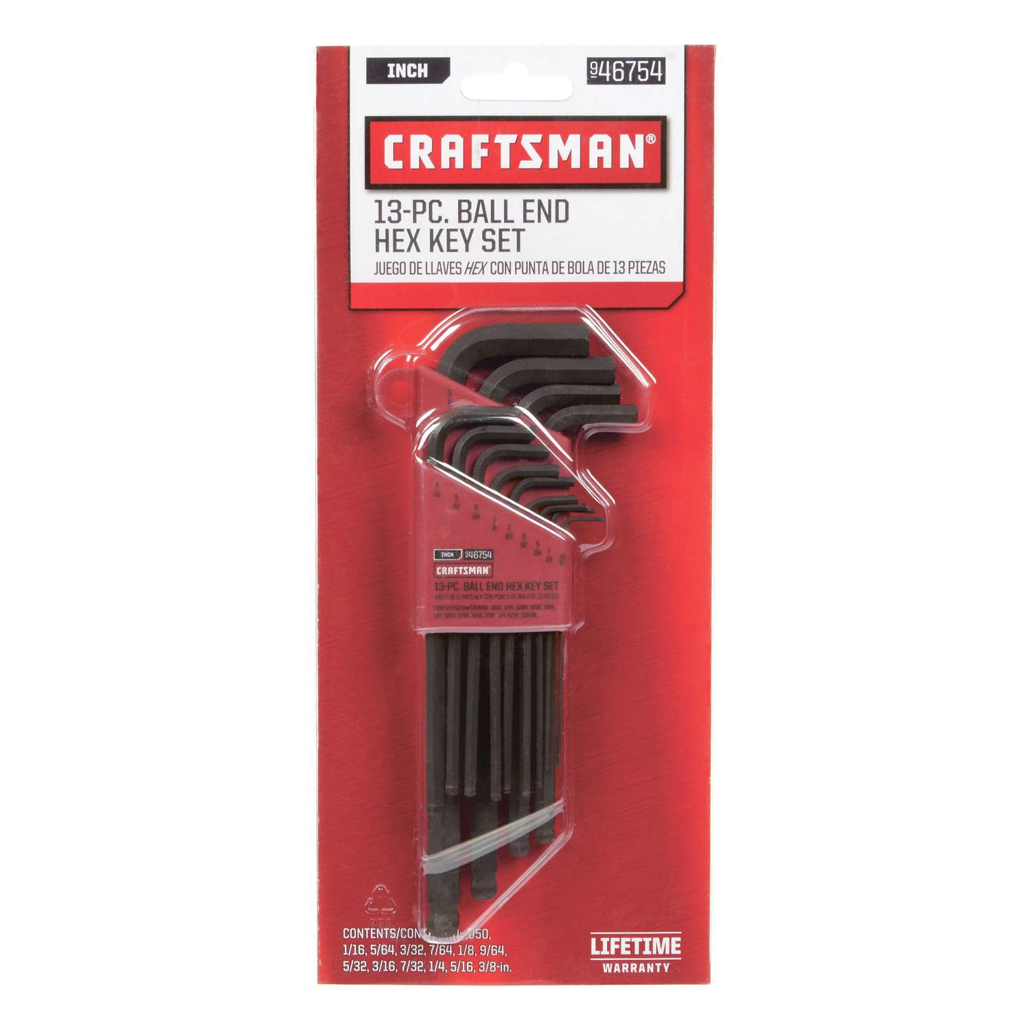 Craftsman 1/4 SAE Long Arm Ball End Hex Key Set 7.85 in. 13 pc. Ace