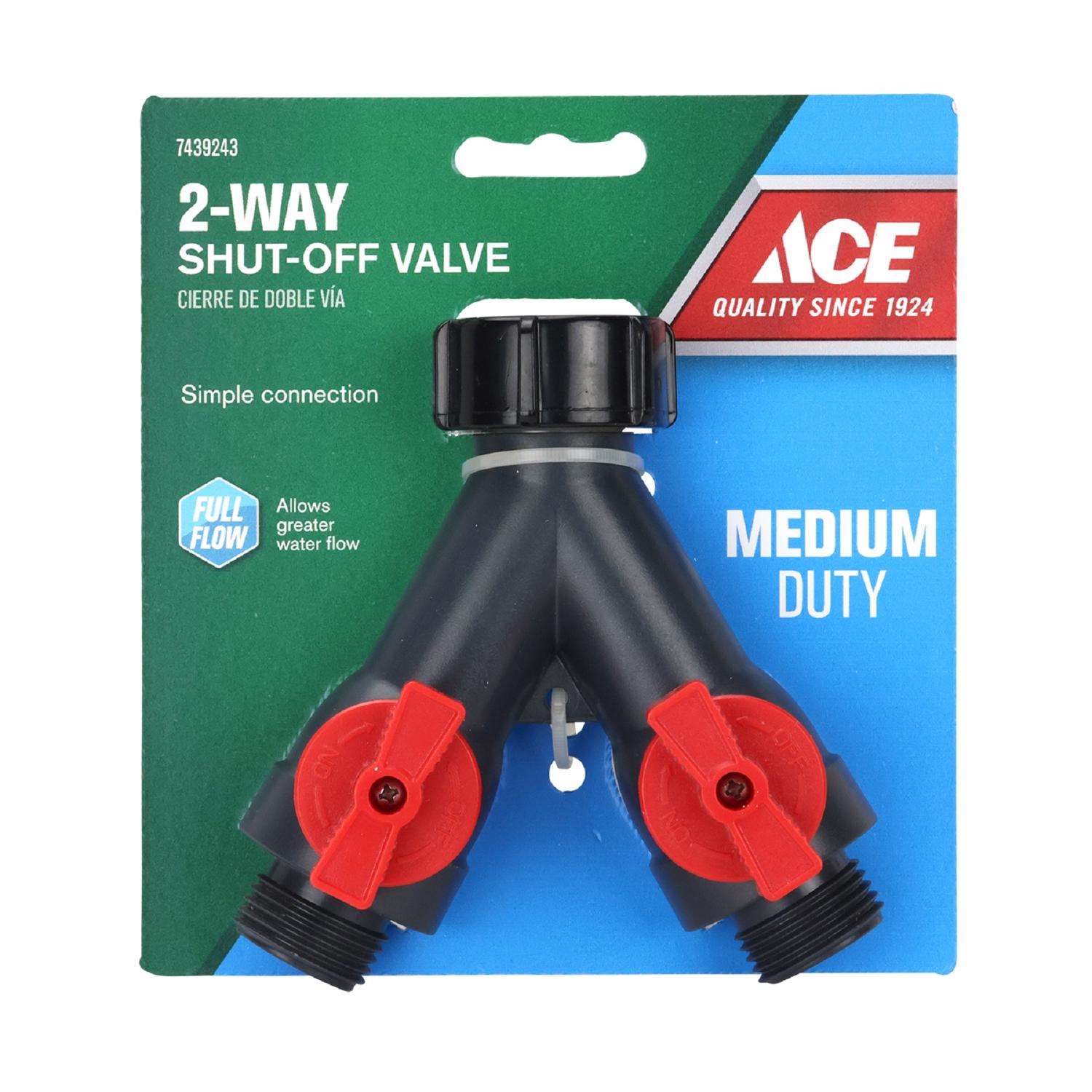 Ace Plastic Threaded Female/Male 2-Way Shut-off Valve