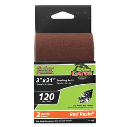 Gator 21 in. L X 3 in. W Aluminum Oxide Sanding Belt 120 Grit Fine 2 pc