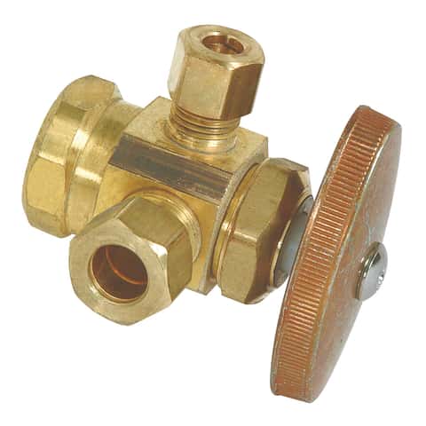 BrassCraft 1/2 in. Compression outlets X 3/8 in. Compression Brass Angle  Stop Valve - Ace Hardware