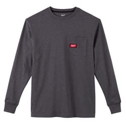 Milwaukee L Long Sleeve Unisex Crew Neck Gray Heavy Duty Shirt