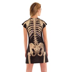 Faux Real S Short Sleeve Women's V-Neck Multi-Color Skeleton Dress