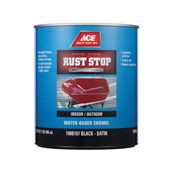 Ace Rust Stop Indoor / Outdoor Satin Black Water-Based Enamel Rust Preventative Paint 1 qt