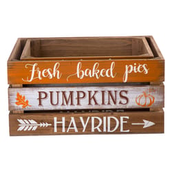 Glitzhome 6.89 in. Pumpkin Crate Fall Decor