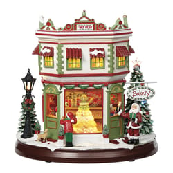 Roman Confetti Lite LED Multicolored Musical Sweet Shop 2 Story Christmas Village 10.25 in.