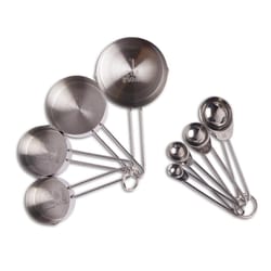 Core Kitchen Silver Stainless Steel Measuring Cups and Spoons