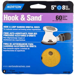 Norton Hook & Sand 5 in. Aluminum Oxide Hook and Loop A290 Sandpaper Vacuum Disc 60 Grit Coarse 4 pk