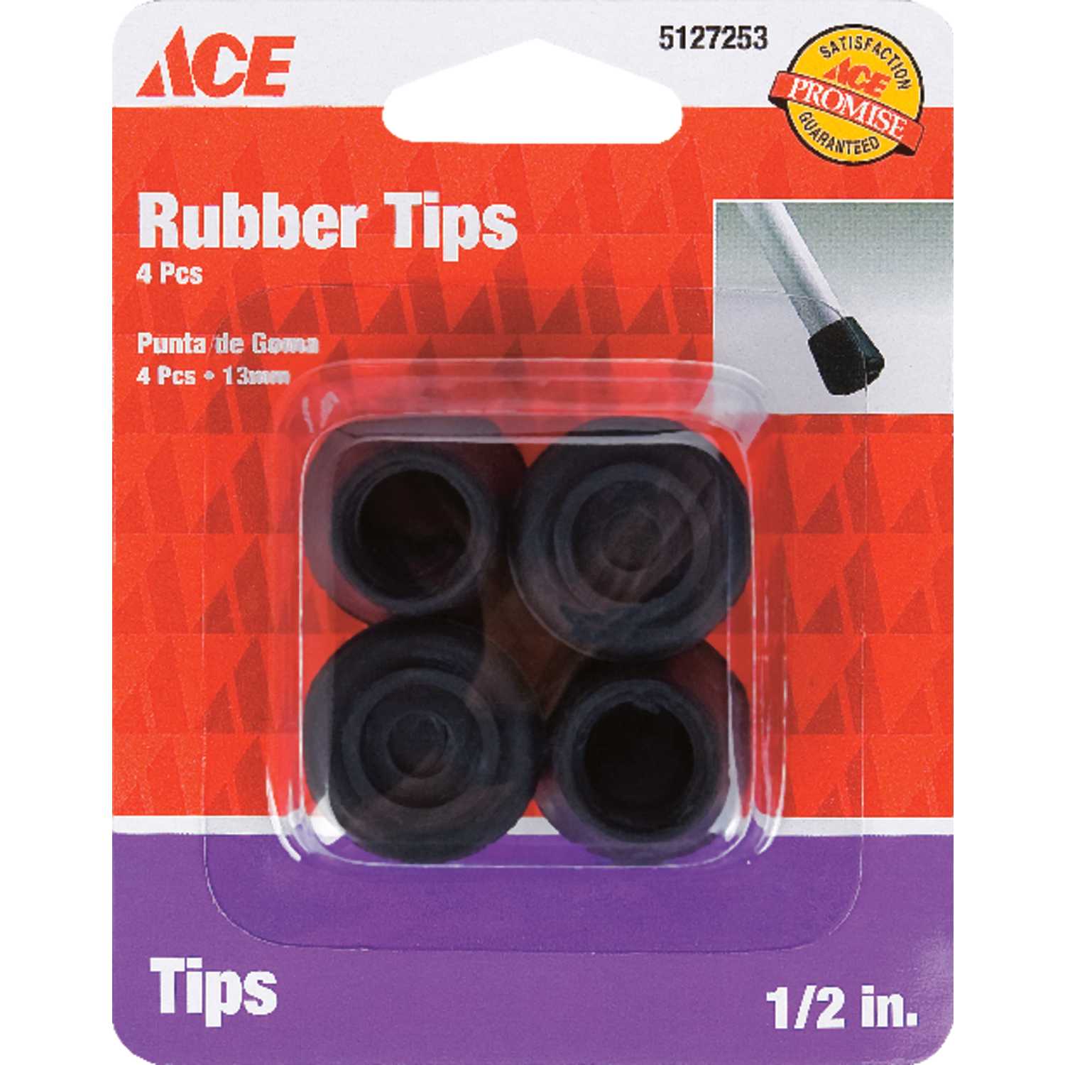 Ace Rubber Leg Tip Black Round 1 2 In W 4 Pk Ace Hardware