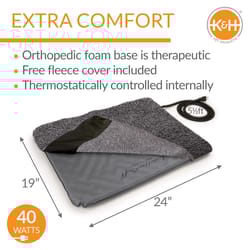 K&H Pet Prodcuts Gray Heated Pet Bed 19 in. W X 24 in. L
