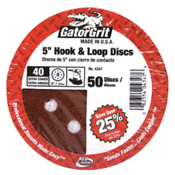 Gator 5 in. Aluminum Oxide Hook and Loop Sanding Disc 40 Grit Extra Coarse 50 pk