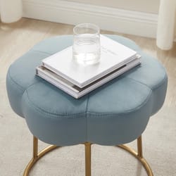 Linon Home Decor Braeside Teal Fabric Cushioned Stool Chair 1 each