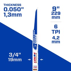 Lenox LUMBERWOLF 9 in. Bi-Metal Reciprocating Saw Blade 6 TPI 1 blade