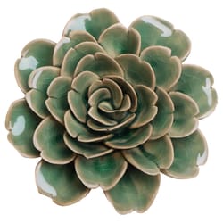 Chive English Garden 1.6 in. H X 3.5 in. W X 3.5 in. L Glazed Pastel Green Ceramic Rose Wall Flower