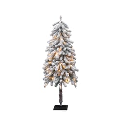 Celebrations 5 ft. Full LED 80 ct Snowy Alpine Entrance Tree