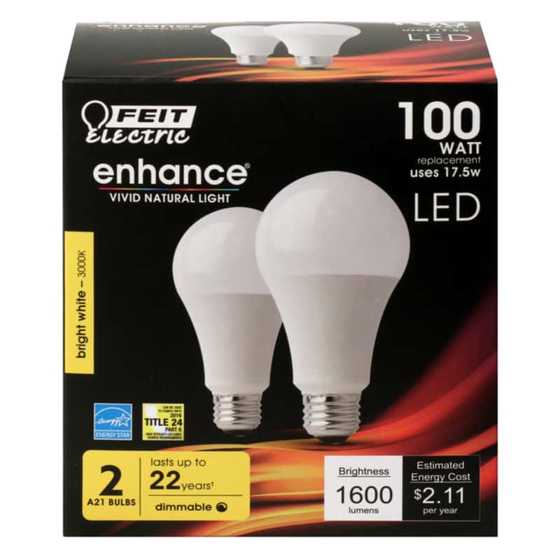 Feit Electric Enhance A19 E26 (Medium) LED Bulb Bright White 100 Watt