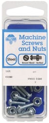 HILLMAN No. 1/4-20 in. X 1/2 in. L Slotted Round Head Zinc-Plated Steel Machine Screws and Nuts 1 pk