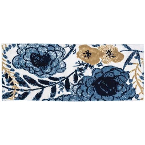Simple Spaces 21 in. W X 54 in. L Multicolored Blue Yonder Carnation  Polyester Rug - Ace Hardware