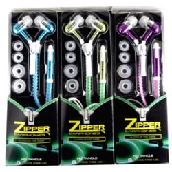 2X Mobile Zipper Glows in the Dark Earbud w/Microphone 1 pk