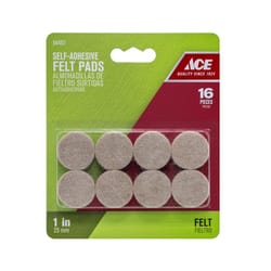 Ace Felt Self Adhesive Protective Pad Beige Round 1 in. W 16 pk