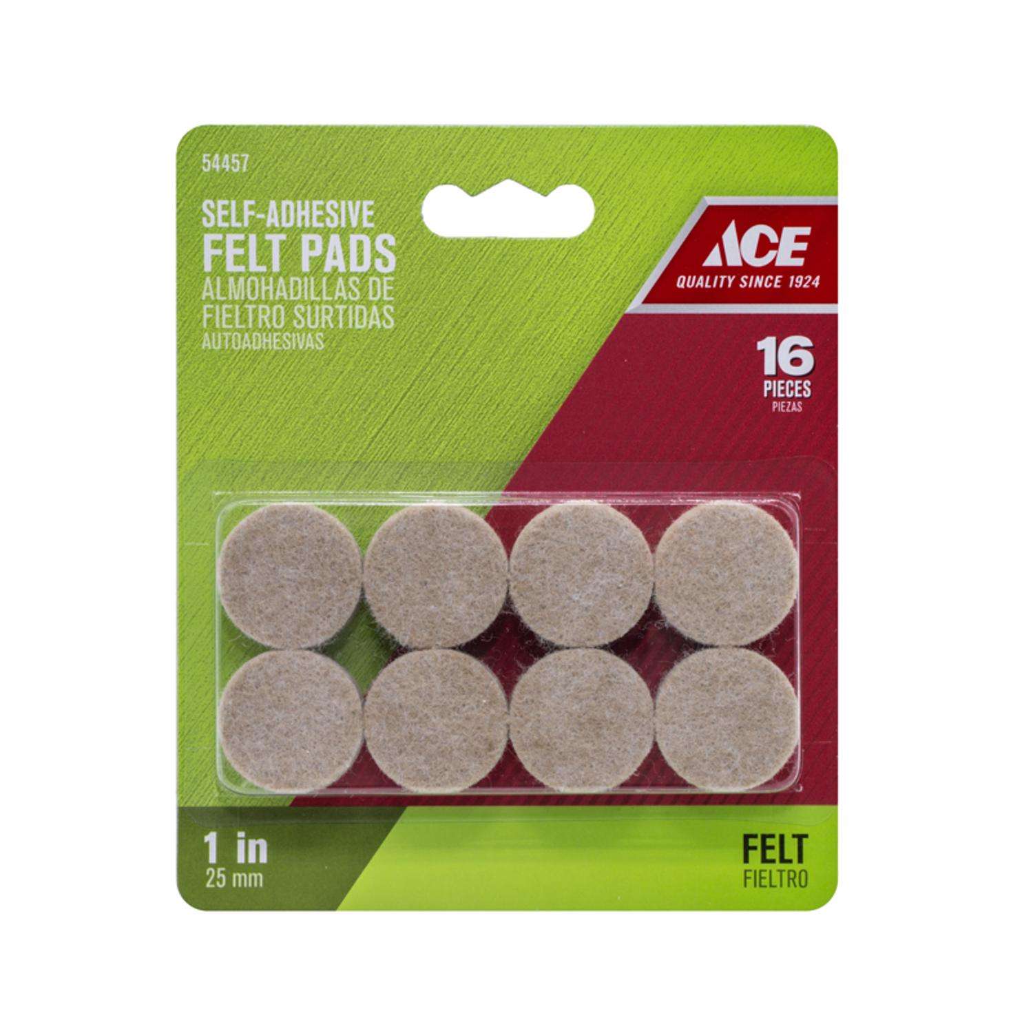 Ace Felt Self Adhesive Protective Pad Beige Round 1 in. W 16 pk - Ace ...