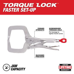 Milwaukee Torque Lock 2 in. X 2-1/8 in. D Locking C-Clamp 500 lb 1 pc