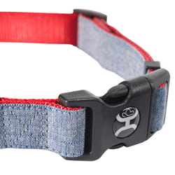 Hooey Mercantile Denim/Red Polyester Dog Collar Large