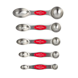 Betty Crocker Silicone/Stainless Steel Silver Measuring Spoon Set