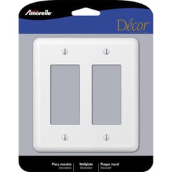 Amerelle Devon White 2 gang Stamped Steel Decorator Wall Plate 1 pk