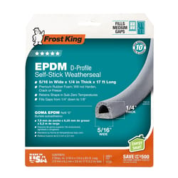 Frost King Gray EPDM Rubber Foam Weather Seal For Doors and Windows 17 ft. L X 0.25 in.