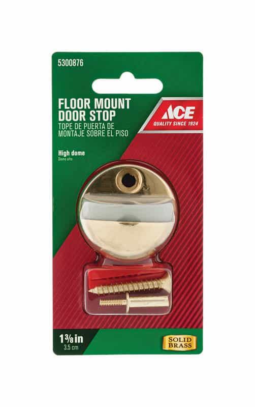 Ace 13/8 in. H Gold Door Stop Mounts to floor Solid Brass w/Rubber