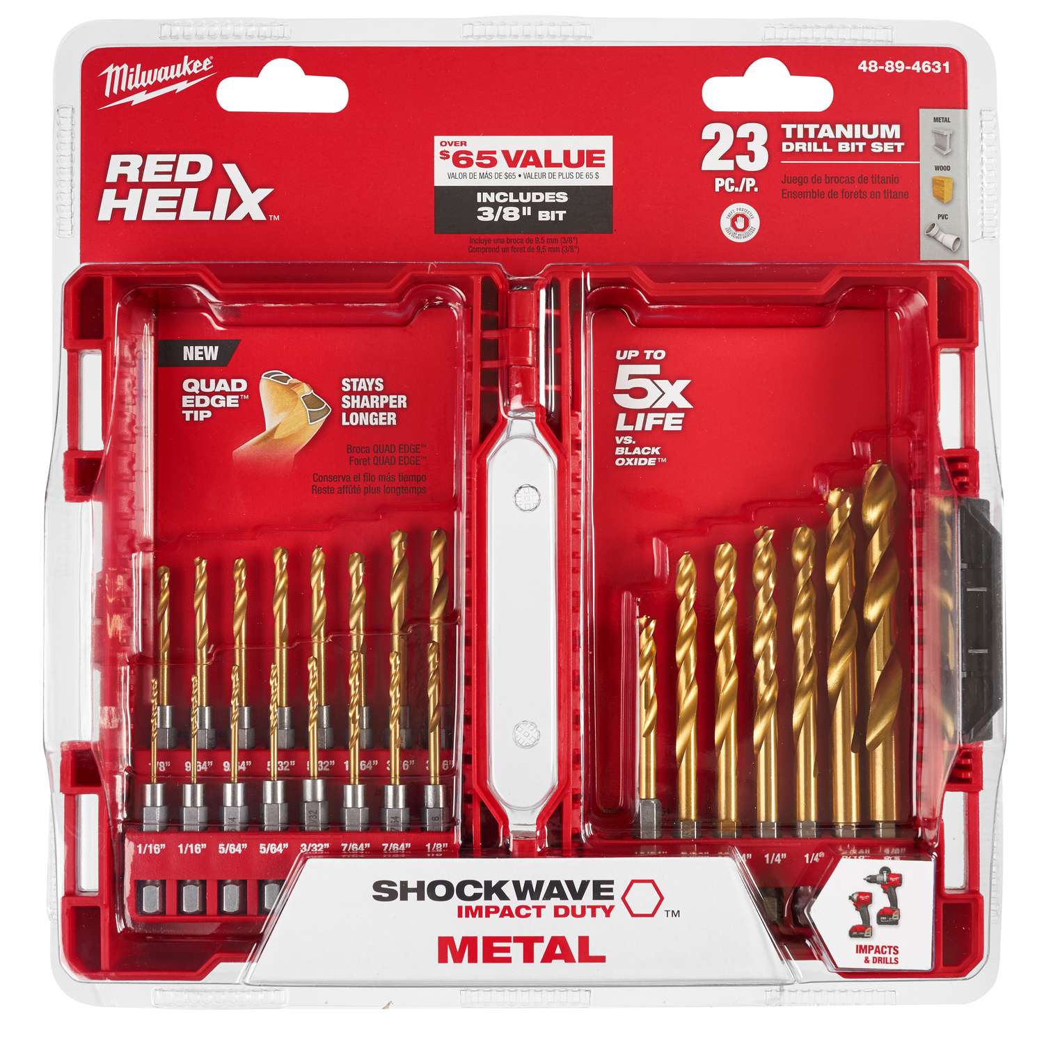 Milwaukee SHOCKWAVE Titanium RED HELIX Drill Bit Set 23 pc. Ace Hardware