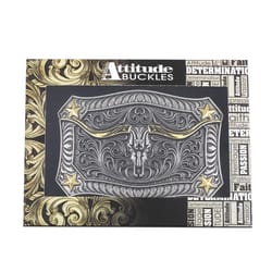 Montana Silversmiths Longhorn Crest Filigree Gold/Silver Belt Buckle