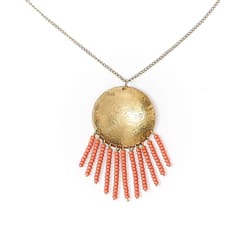Matr Boomie Chaya Women's Medallion Gold/Orange Analog Necklace