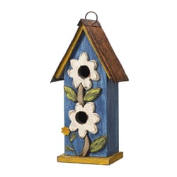 Glitzhome 13.75 in. H X 4.75 in. W X 6.5 in. L Metal and Wood Bird House