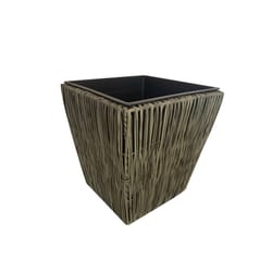 Infinity 18 in. H X 18 in. W X 18 in. D Plastic Wicker Planter Gray