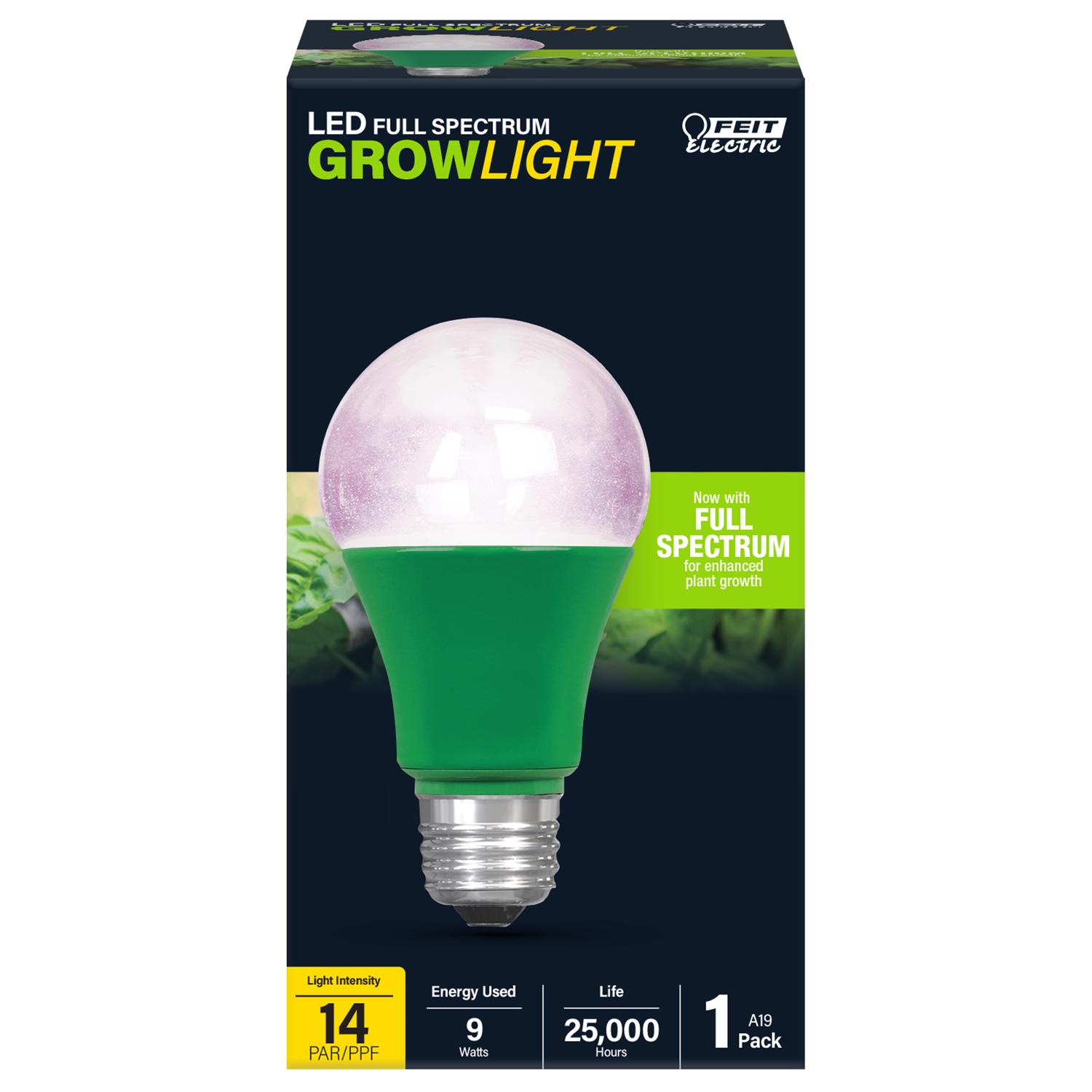 Photos - Light Bulb Feit A19 E26  LED Grow Light White 60 Watt Equivalence 1 pk A19/GR(Medium)