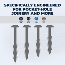 Kreg No. 7 X 1-1/2 in. L Square Zinc-Plated Pocket-Hole Screw 500 ct