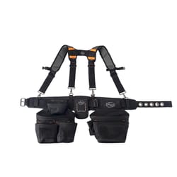 Dead On 19 pocket Polyester Tool Belt with Suspenders Black 52 in.