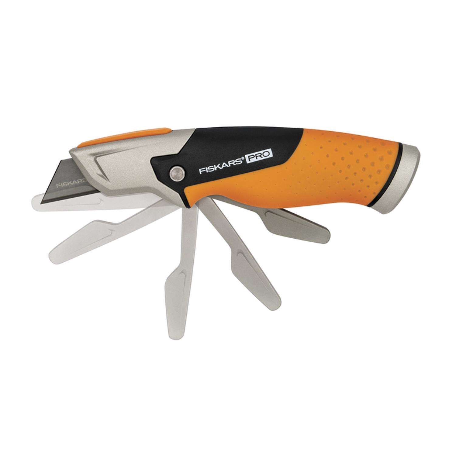 Fiskars Pro 6.5 in. Retractable Snap-Off Utility Knife Black/Orange/Silver  1 pk - Ace Hardware