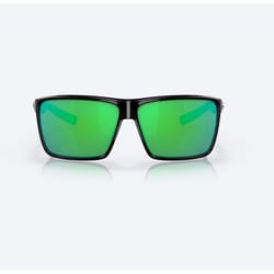 Costa Rincon II Men's Matte Black Frame Green Mirror Lens Polarized Sunglasses