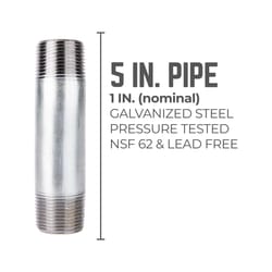 STZ Industries 1 in. MIP each X 1 in. D MIP in. Galvanized Steel 5 in. L Nipple