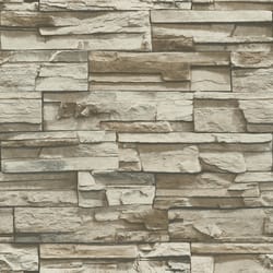 RoomMates 20.5 in. W X 16.5 ft. L Brown Stacked Stone Vinyl Peel and Stick Wallpaper